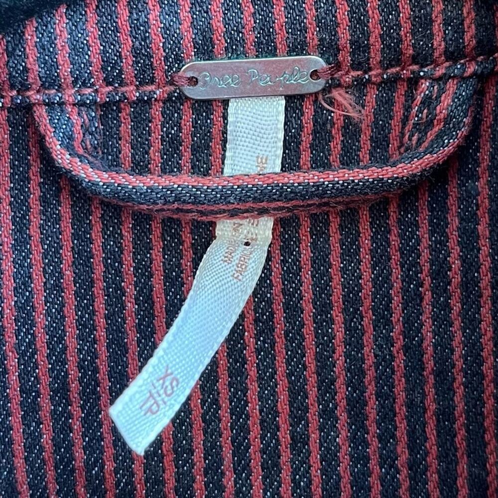 Free People Military Utility Jacket Linen Blend Red - Picture 4 of 6
